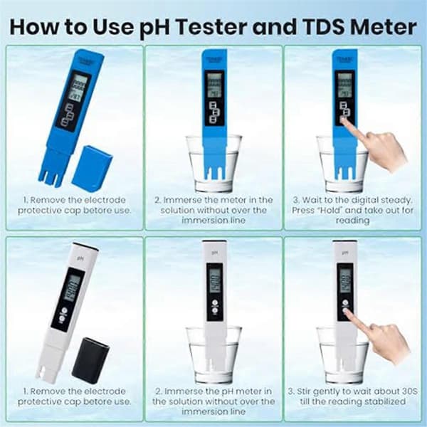 Digital PH og TDS Meter Combo, TDS EC Temperaturmåler, PPM Vannkvalitetstestsett for Drikkevann W