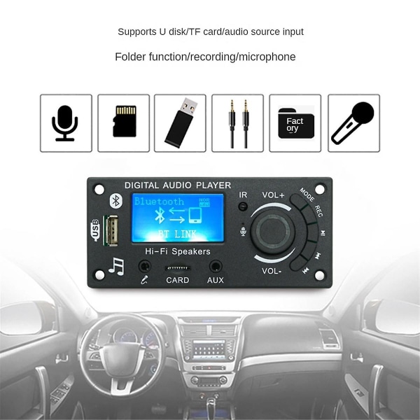 LCD-skärm Mp3-avkodarkort Bluetooth modul Gör det själv-produkter Bilstereotillbehör Ljudförstärkare