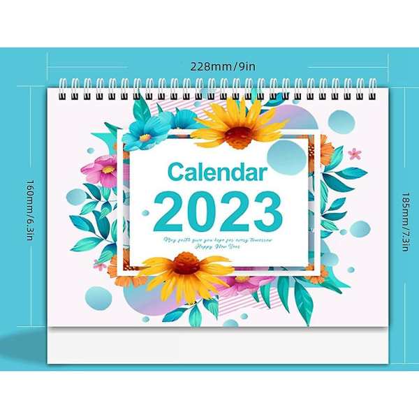 2023 lille skrivebordskalender, 9 tommer x 7,3 tommer farverig månedlig, til planlægning og organisering til hjemmet o
