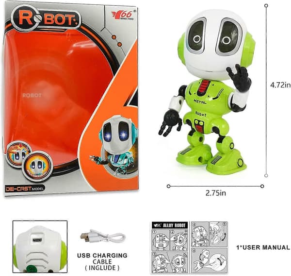 Snakkende Robot for Barn - Nye Smarte Leker for 3-9 År Gamle Gutter Jenter, Kule USB-Laderobotleker for 3+ År Gamle Gutter Jenter (Grønn)
