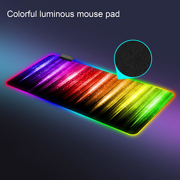 Farverig RGB Lyseffekt Gummi Computer Spil LED Mussemåtte til Kontor
