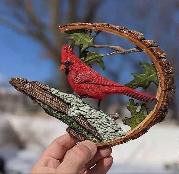Grishay Vibrant Cardinal, Kardinalstatue, Fugleskulptur Kunstdekor, Liten Kardinal
