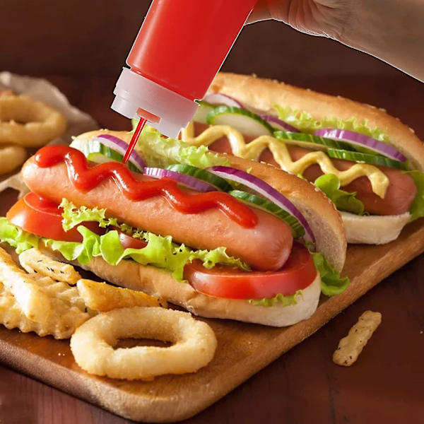 16oz plastflaske med klemme, matkvalitet gjenbrukbar klemmebeholder for ketchup, sennep, varm saus, grill, sauser - BPA-fri - tåler oppvaskmaskin 1 stk
