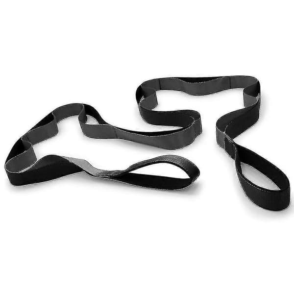 12-segment Nylon Yoga Spændebånd Yogaudstyr Et-ords Hest Split Chrys--lysegrå - Sort