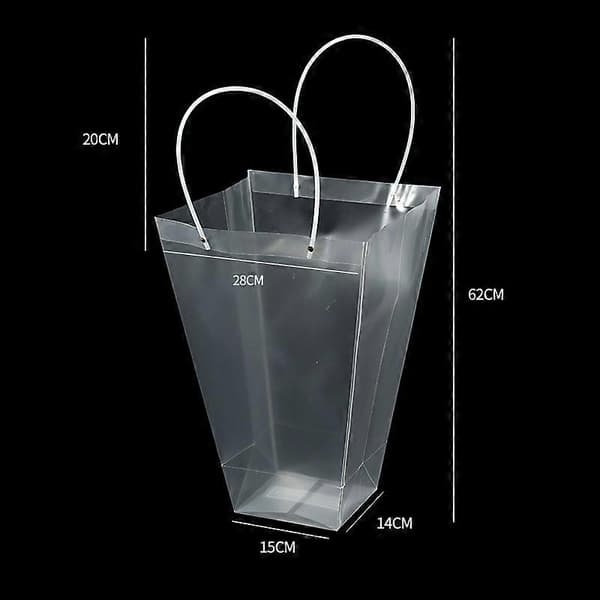 Stor, mellem og lille transparent trapezformet mulepose, buketpose, blomsterartikler, gave, blomsterpose, mulepose