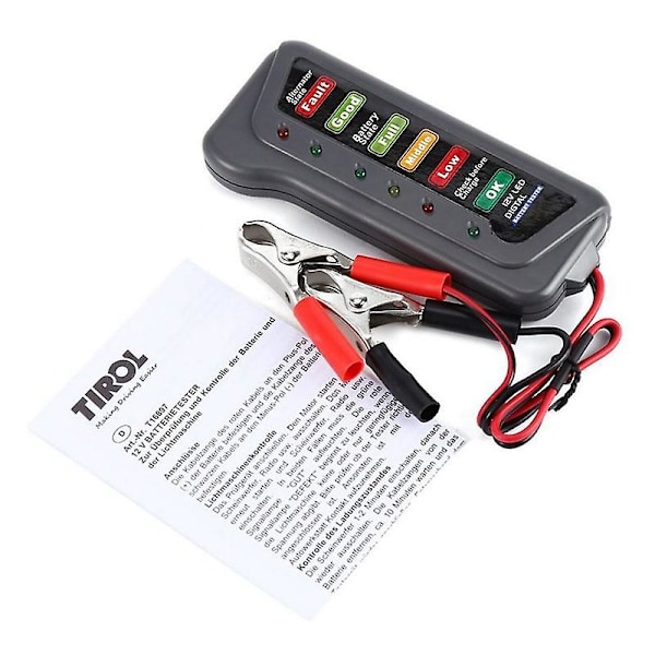 12V Bilbatteritester Digital Alternator 6 LED Lys Display Diagnostisk Ph Elektriske Instrumenter Strømbryter Finnere