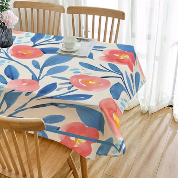 Bordduk, trykt bordduk, rektangulær rynkefri vaskbar duk, slitesterk polyester bordduk for kjøkkenmiddager (78 tommer)