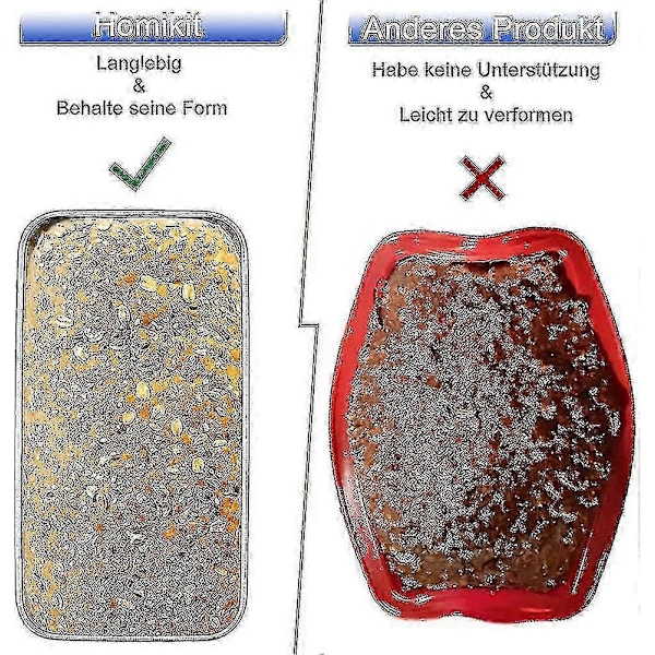 Brødform, sæt med 2, brødbageform i rustfrit stål, rektangulær kageform