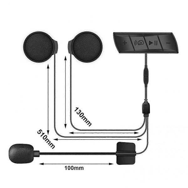 Trådlösa hjälmhörlurar Musikhögtalare IPX7 Vattentät Bluetooth 5.0 Laddningsbar hjälm Intercom Mo
