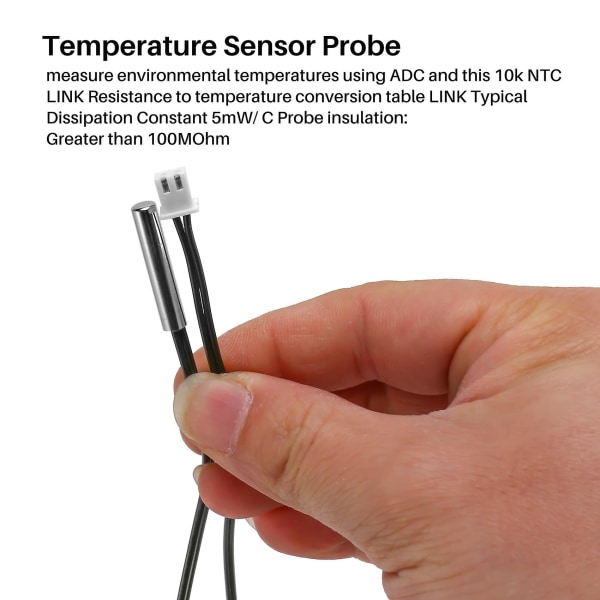 Ntc 10k Ohm Vanntett Digital Termisk Temperatursensor Sonde 1m