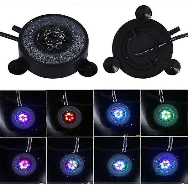 Senkbar akvarieboblelampe, 6 LED-lys dekorasjon fargerikt lys med luftboble (1,2w)
