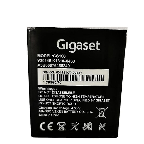 Yhteensopiva 2500mAh Gs160-akun kanssa, yhteensopiva Gigaset Gs160 V30145-k1310-x463-matkapuhelimen kanssa