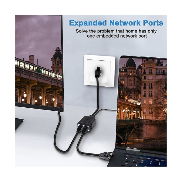 Mann 1 til 2 adapter kabelnettverk Hundre megabit nettverksdeler Rj45 multifunksjonell 1 til 2 nettverk