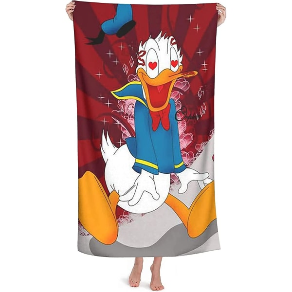 Supermyk Donald Duck Strandhåndkle Badehåndkle D-isney Anime Badehåndklær Barn Tegneserie Rasktørkende Absorberende Mikrofiber Badehåndkle (A1.80 cm x 130 cm)