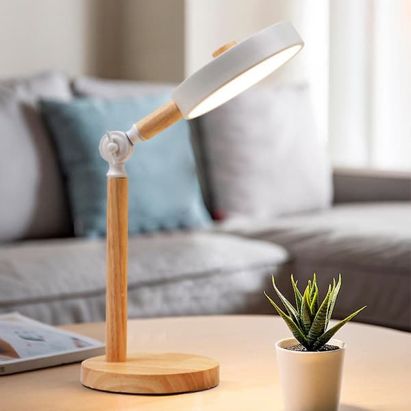 Moderne LED Bordlampe Rundt Hode Knappkontroll Øyebeskyttelse Mykt Lys Egnet For Leserom Og Studio Samt Stue (gul)