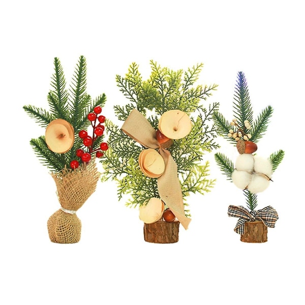 Mini juletræ Levende dekorationer Bærbar kunstig miniature juletræ til jul Eller