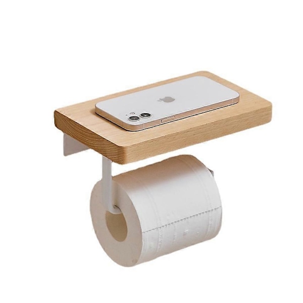 Selvklæbende toiletpapirholder i træ uden boring