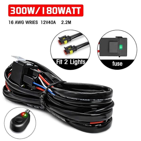 16 AWG LED Lysbjælke Ledningsnet Kit - til Off Road Lys