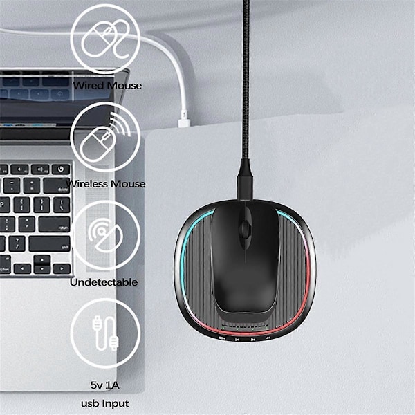 Musebevegelsessimulator Timer Musejiggler Musebeveger Driverfri med 7 RGB-lys Musebevegelse