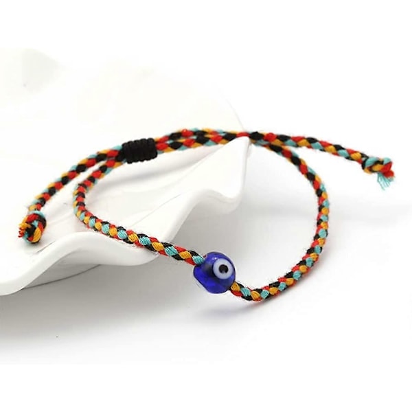 UBIUO 2 st Lucky Evil Eye Amulett Tibet Snöre Justerbara Armband för Kvinnor Män Handgjorda Färgglada Rep Vävt Armband Turkiska Skydd Smycken Par