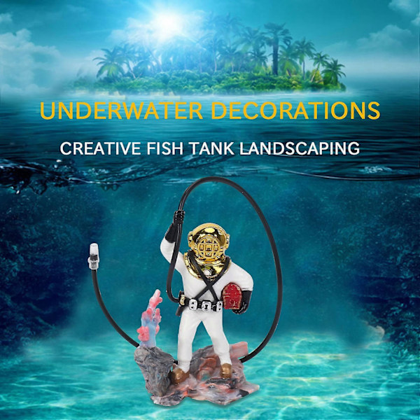 Akvarium Fiske Tank Havskatt Dykker Action Ornament Dekorasjon Harpiks Gave Under Vann Dekorasjoner