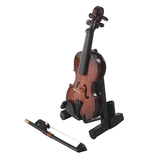 Fiolin musikkinstrument miniatyr kopi med etui, størrelse 4''