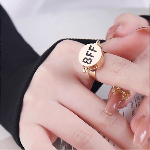 UBIUO Svampbob BFF Ringar för 2 Bästa Vänner Söta Anime Ringar för Tonårsflickor Matchande Ringar Justerbara Estetiska Smycken Present till Kvinnor Flickor