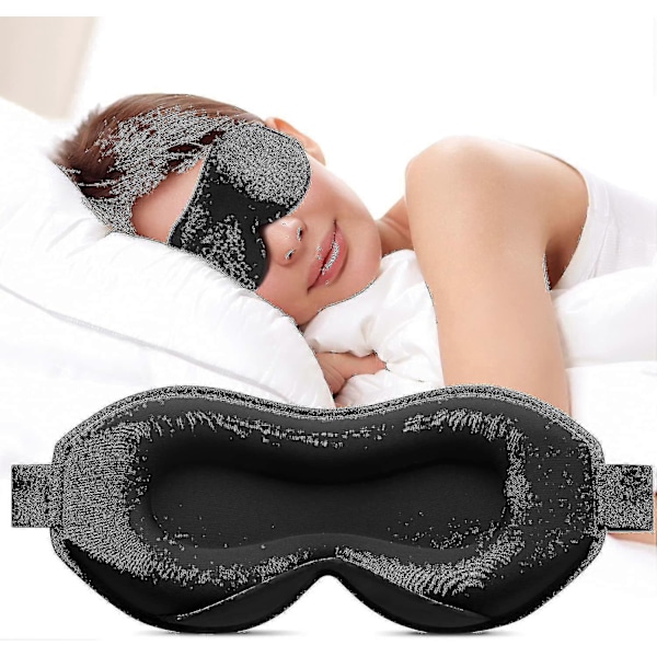 Sovemaske, 3D Side Sove Øjenmaske, Silke Mørklægnings Øjenmaske Søvnhjælp Justerbar Rem Trav-9