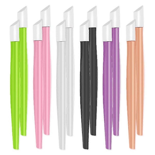12 st Gummi Nagelbandsskjutare Plasthandtag Tippade Nagelkonst- och Rengöringsverktyg - Stil 4