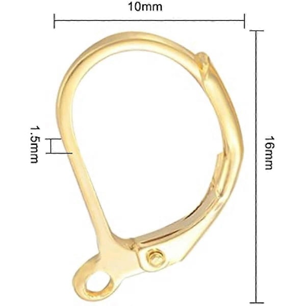 2 kpl 14K kullalla täytettyjä vipulukko korvakorukoukkuja, sileät vipulukko korvakorut DIY-korujen valmistukseen - 17x11mm-XinHan
