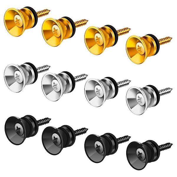 12 stk. Gitarre Stropp Låser Knapper Metall End Pins med Monterings Skruer for Akustisk Klassisk Elektrisk