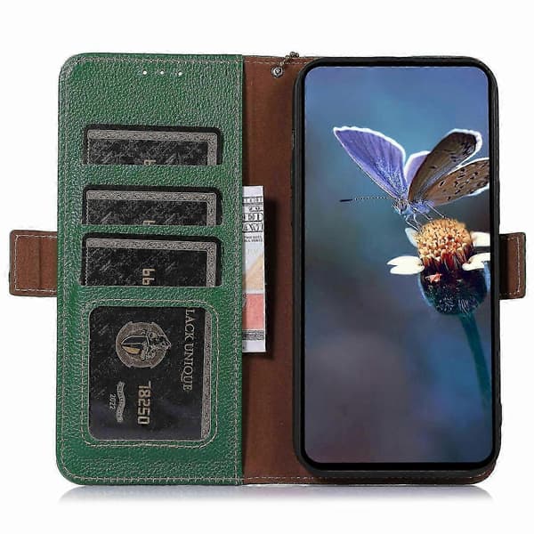 Til Samsung Galaxy A26 5G Etui RFID-Blokerende Tekstureret Ægte Ko Læder Telefon Cover -