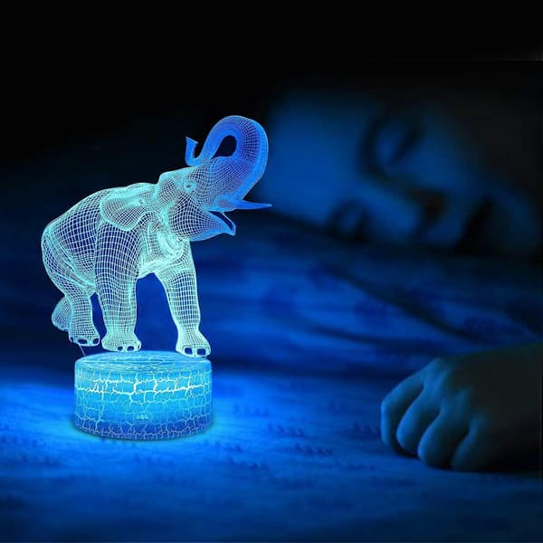 SBSG Elefant 3D Illusionslampe, 3D Natlampe til Børn, Elefant Gave