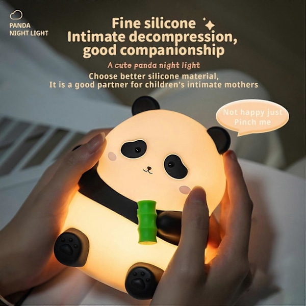 Djur LED Nattlampa, Bedårande Panda Lampa, Trådlös Nattlampa för Barnrum, Känslig