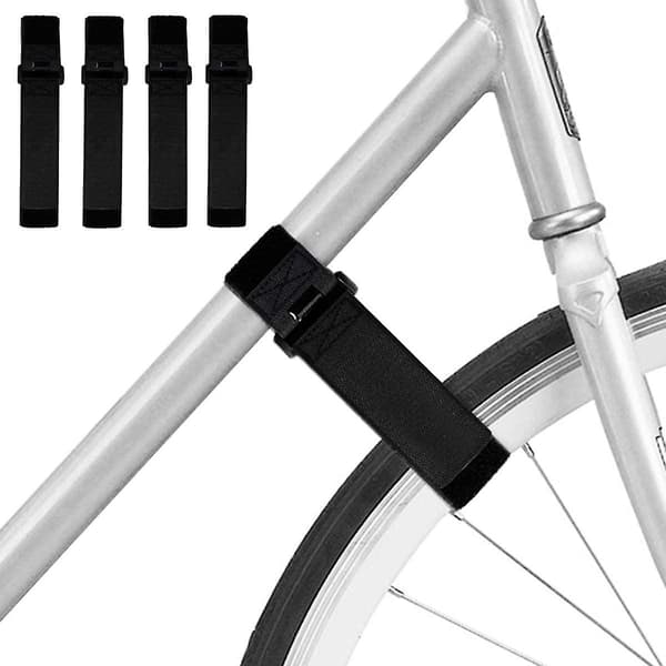 4 stk. Cykelhjul Stabiliseringsstropper Justerbare Hæk & Loop Gel Og Dobbeltlags Holdbare Cykelstativstropper