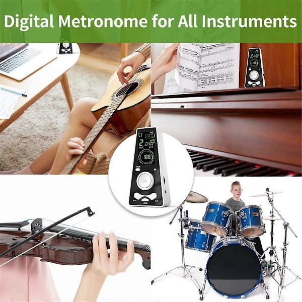 Digital Metronom för Piano Gitarr Violin Truminstrument Volym & Takthastighet Justerbar Smart Uni