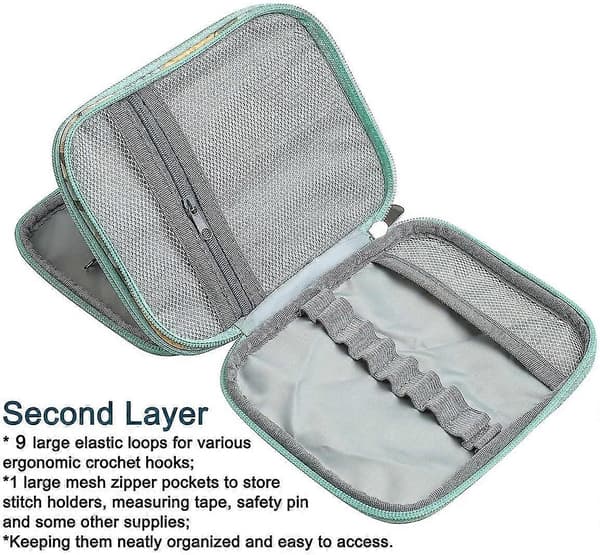 Hæklenåls Etui, Ergonomisk Hæklenåls Organizer Tom, Til Traditionel Standard Aluminium Hæklenål, Med Tilbehørsrum