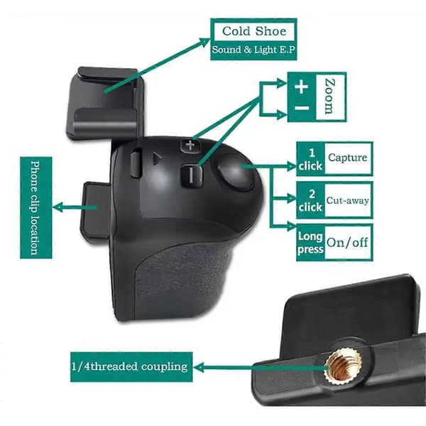 Function Snapgrip Puhelimen Selfie Booster Kahva Bluetooth Valokuvan Vakaaja Pidike Sulkimella R
