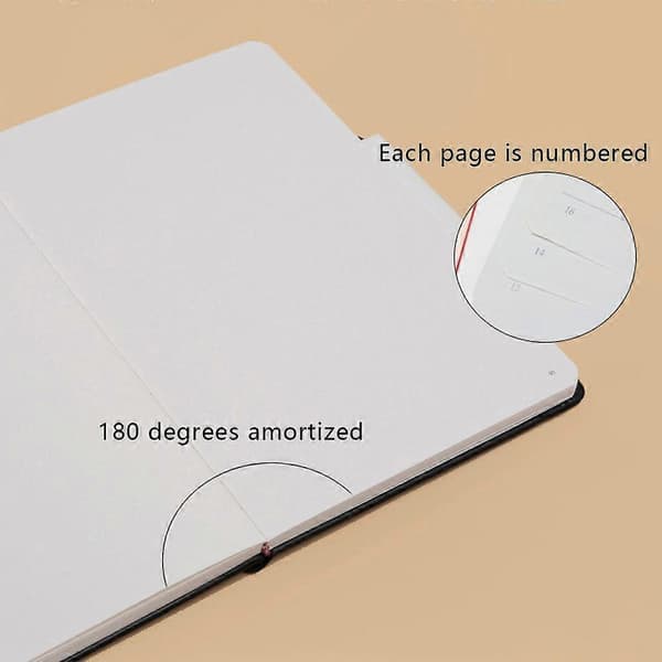 Blank Notebook, Notesbog med elastikbånd, 188 sider, Hardcover - A5 148X 213Cm, Grafpapir - Sort