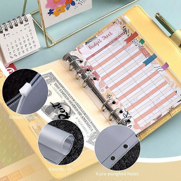 Budget Binder A6 PU Læder Notesbog Planner Organizer Mørkegrøn 27 dele
