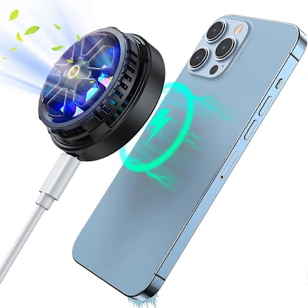 Puhelimen jäähdytin, magneettinen puolijohdejäähdytin yhteensopiva iOS:n ja Androidin kanssa peli-, video- ja livelähetyksiin