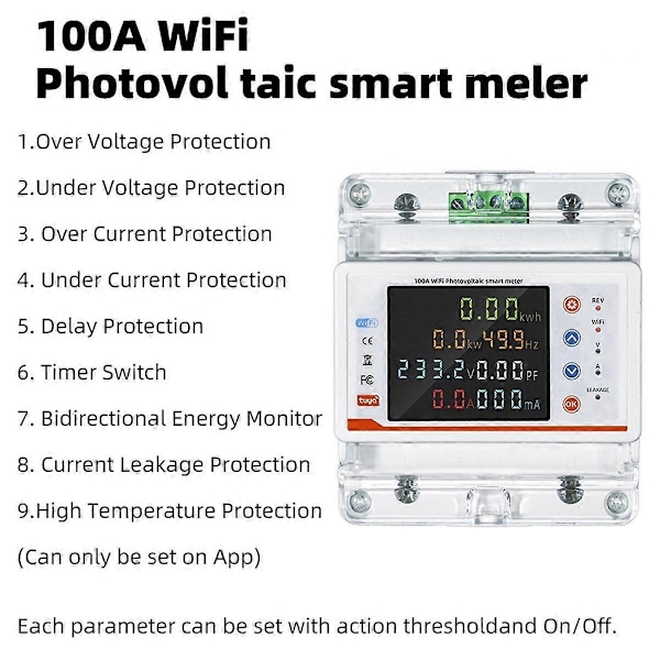 Tuya WiFi Enfas 4P Intelligent Strömbrytare WiFi Automatisk Återställning Spänning Ström Skyddsbrytare