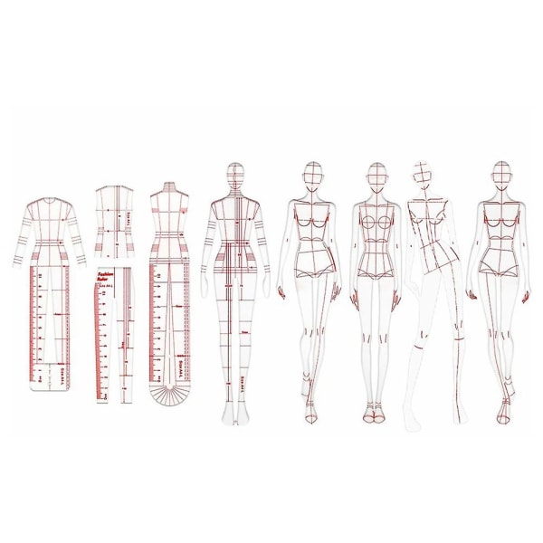 Mode Illustration Linealer Skitse skabeloner Lineal Syning Humanoide mønstre Design Tøj Meas