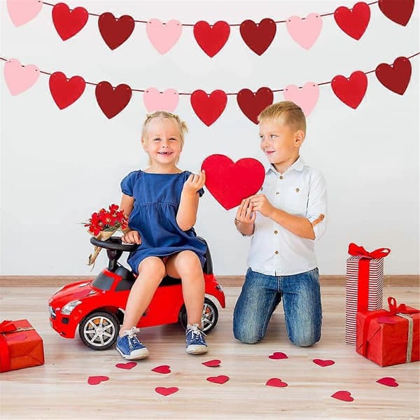 Hjerteformede Valentinsdagdekorasjoner Hjerteformede Flagg Valentinsdag Kjærlighetsdekorasjon og Bånd