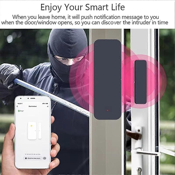 Tuya Wifi Dørsensor Vindue Indgangssensor Sikkerhed Tyverialarm Magnetisk Sensor Alarm Smart Life til APP Fjernbetjening
