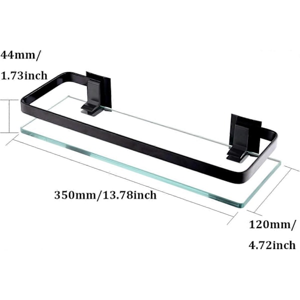 Klar Glas Badeværelseshylde til Væg, Badeværelseshylde, Badeværelses Shower Organizer (Sort)