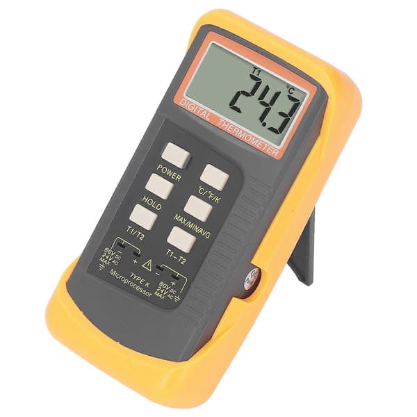 K Type Termoelement Termometer Dobbelt Kanal LCD Temperaturmåler med 4 Prober DC60V AC24V Input YEMAA