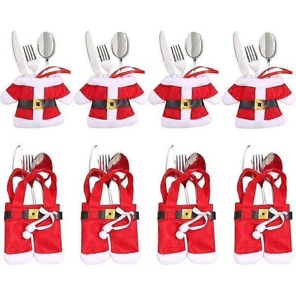 8-pack Julbesticksställ Tomte Julbord Dekoration Besticksväska Bestick