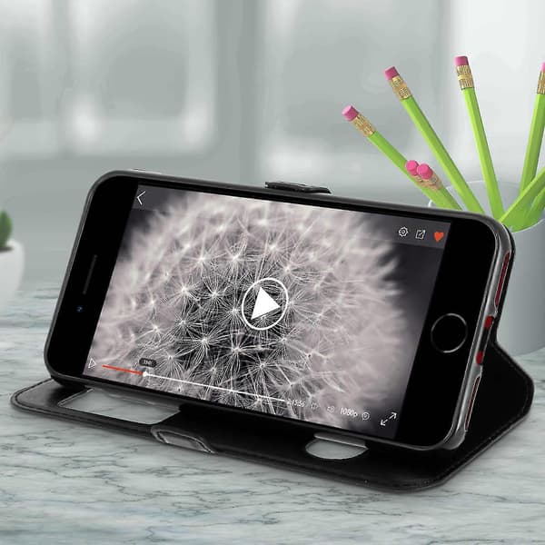 iPhone 7 / 8 / SE Deksel Dobbel Vindu Videostativ