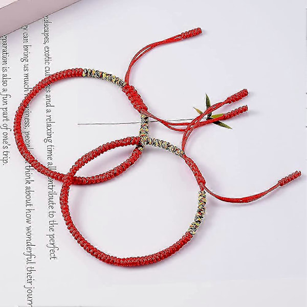 2 stk. Rebåndssmykker Håndlavet Tibetansk Buddhistisk Vævet Armbånd Flerfarvet Held